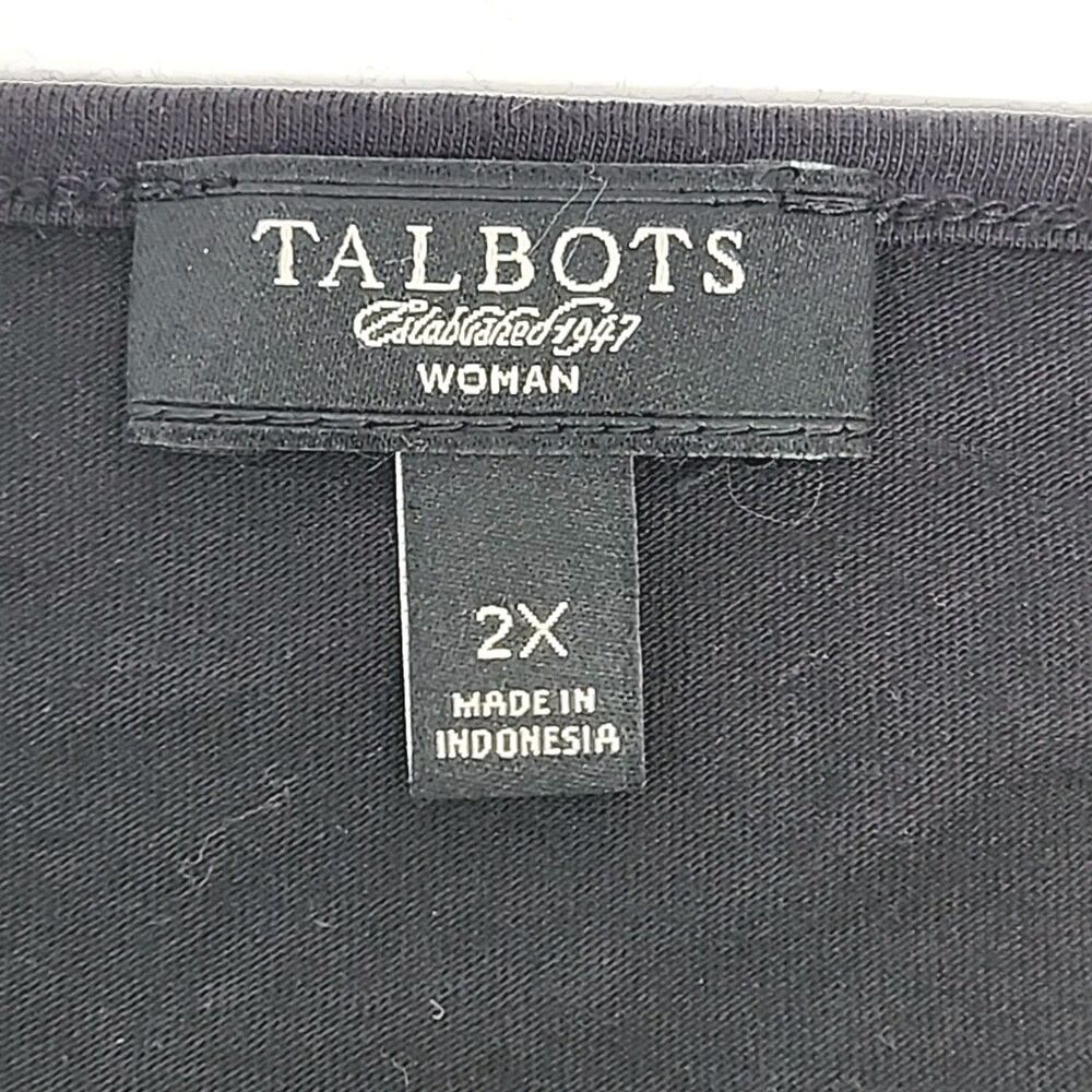 Talbots Shirt T-Shirt Knit Black Short Sleeve Top Plus Sz 2X Cotton Modal Ruffle - Picture 6 of 11